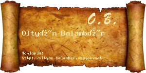 Oltyán Balambér névjegykártya